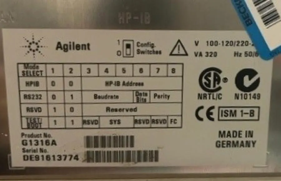 Agilent 1100 Series HPLC System including G1316A, G1322A and G1329A